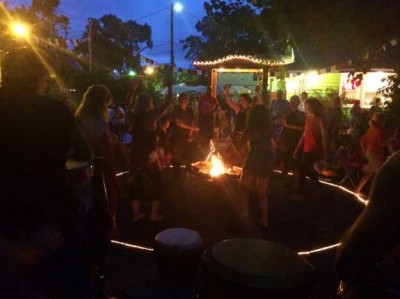 Dancers and musicians gather for a Florida School of Holistic Living moon circle, photo by Amy Kiley