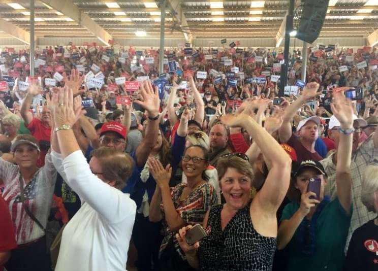 Supporters at a Donald Trump Rally in Ocala, FL, four weeks ahead of the November election. Photo: Renata Sago.