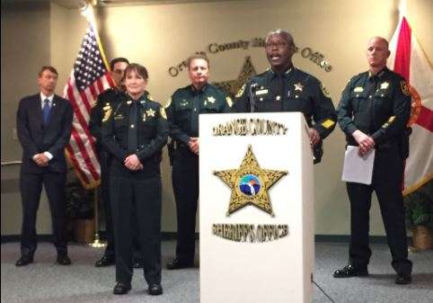 Florida Sheriffs Association President Jerry Demings alongside members of the organization. File photo, WMFE.