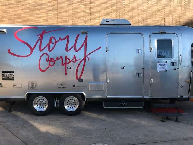 The StoryCorps Airstream is parked and open for business at the Orlando Museum of Art. Photo: Danielle Prieur