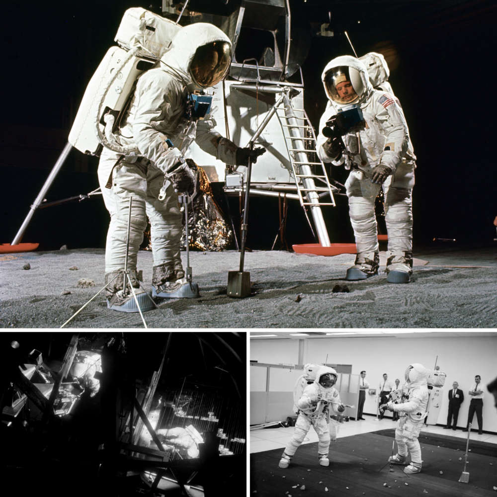 The astronauts of Apollo 11 train in various simulations.