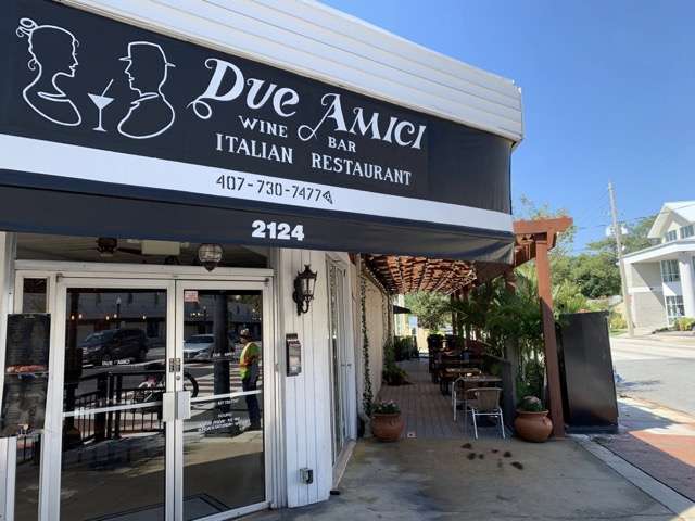 Photo of Due Amici exterior courtesy of Scott Joseph's Orlando Restaurant Guide
