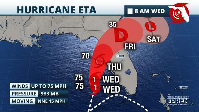 Eta Has Strengthened Into a Hurricane Again - Storms - 90.7 WMFE