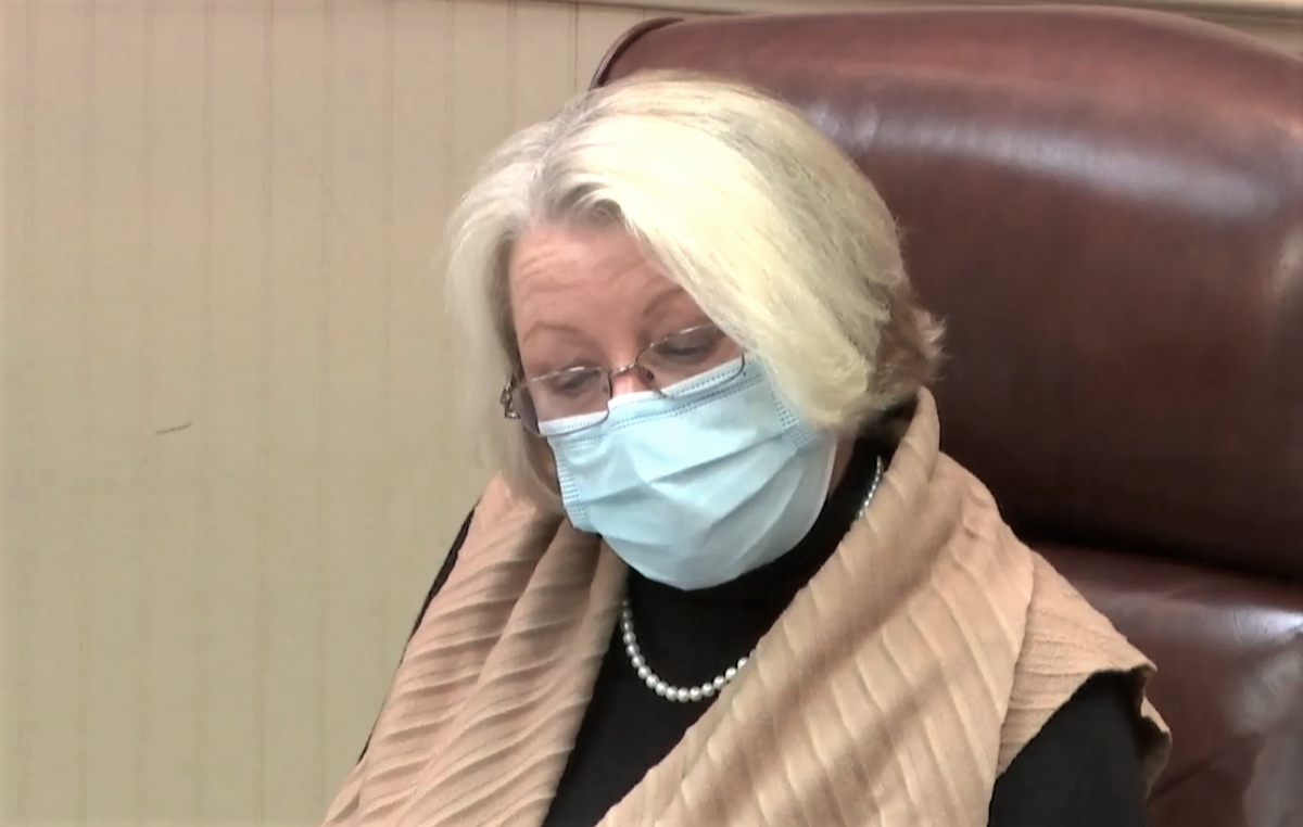 Marion County School Board Chairwoman Nancy Thrower speaks during a meeting on Thursday. Image: MCPS video