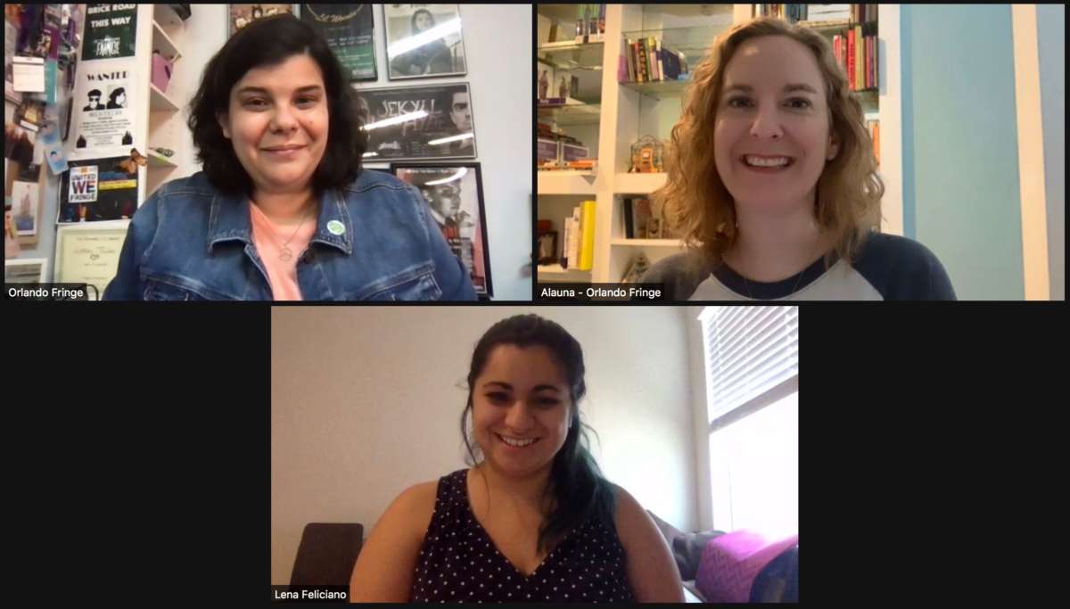 Lindsay Taylor (top left), theatre producer for Orlando Fringe, Alauna Friskics (top right), Orlando Fringe executive director, and Lena Feliciano (bottom), artistic director of Celebration Theatre Co. Photo: Clarissa Moon