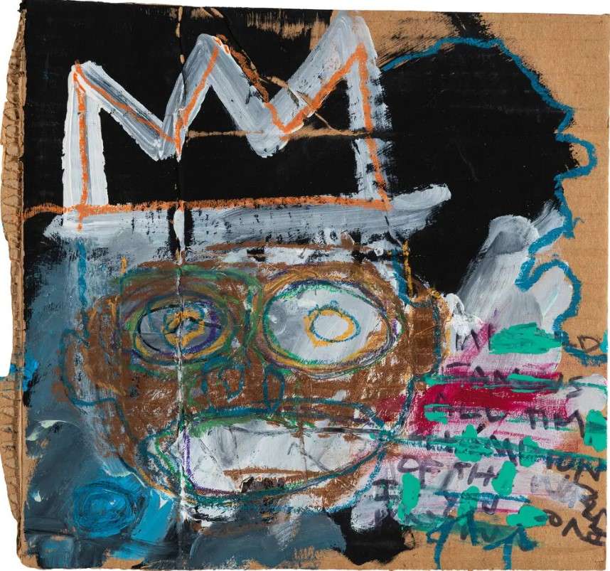 One of the paintings from Orlando Museum of Art's "Heroes & Monsters" exhibit, purportedly by Jean-Michel Basquiat in 1982, called "Untitled (Self Portrait or Crown Face II)." This is one of 25 paintings seized from OMA by the FBI in June. The FBI says claims are false that these so-called lost Basquiat works were found by treasure hunters in the abandoned storage unit of a deceased Hollywood screenwriter. The FBI investigation is ongoing. Photo: Orlando Museum of Art