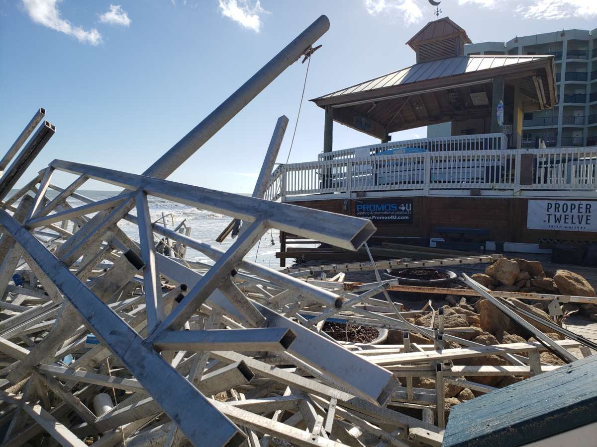 Chases on the Beach. The deck didn’t survive the storm surge of Hurricane Nicole and collapsed into the water. By Joe Mario Pedersen / WMFE